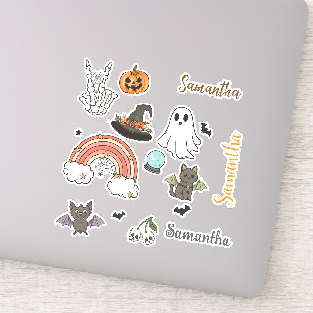 Personalized Groovy Halloween Fun Set  Aufkleber (Detail)