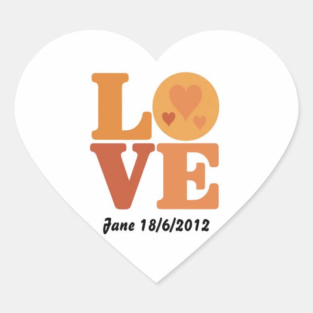 Personalized Groovy Love 70s Valentine Poster Herz-Aufkleber (Vorderseite)