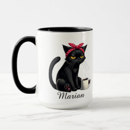Personalized Grumpy Black Cat Coffee Mug Tasse