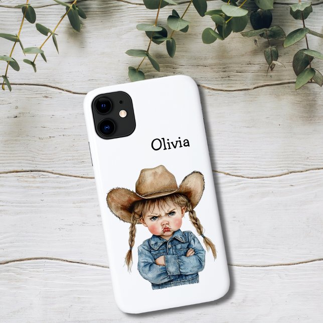Personalized Grumpy Cowgirl in Denim Jacket Case-Mate iPhone Hülle (Von Creator hochgeladen)