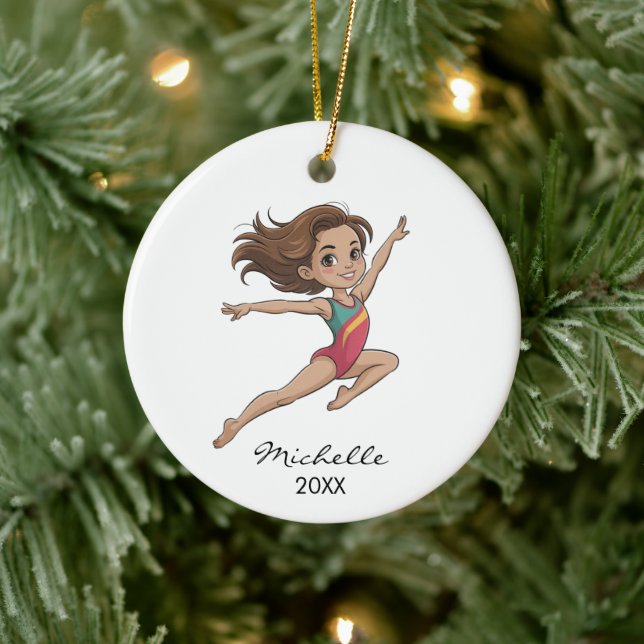  Personalized Gymnast gymnastics Girl Christmas  Keramik Ornament (Baum)