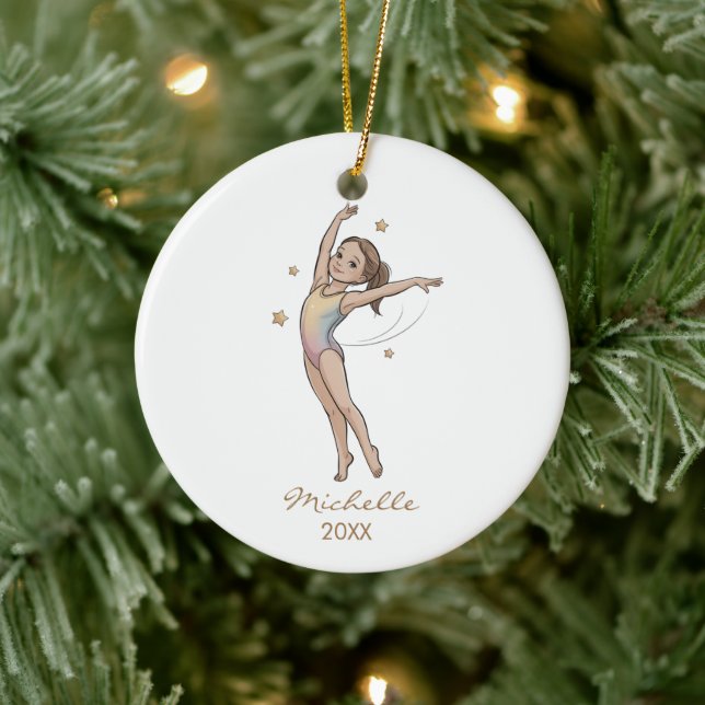 Personalized Gymnast gymnastics Girl Christmas  Keramik Ornament (Baum)