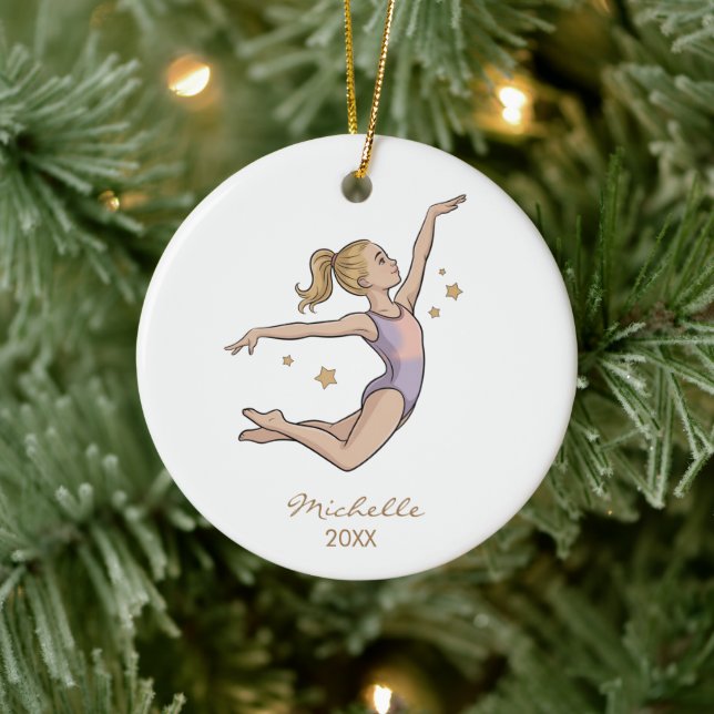 Personalized Gymnast gymnastics Girl Christmas   Keramik Ornament (Baum)