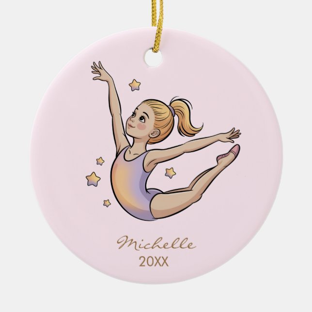 Personalized Gymnast gymnastics Girl Christmas  Keramik Ornament (Vorne)