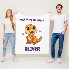 Personalized Halfway to One Dinosaur 6 Month Fleecedecke