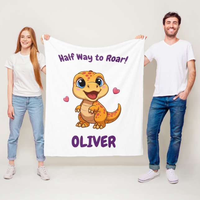 Personalized Halfway to One Dinosaur 6 Month Fleecedecke (Beispiel)