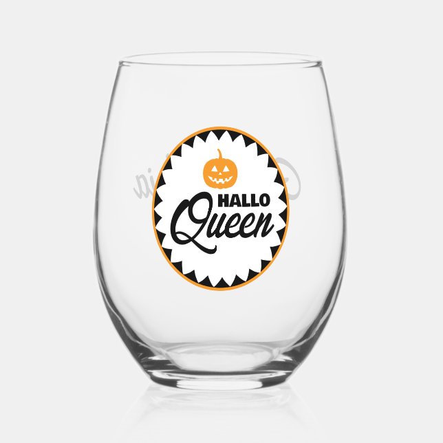 Personalized Hallo Queen Halloween  Weinglas Ohne Stiel (Vorderseite)