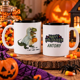 Personalized Halloween Dinosaur Mug Zweifarbige Tasse