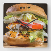 Personalized Hamburger Photo Acrylic Wall Clock