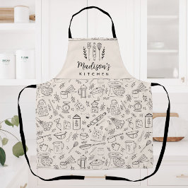 Personalized Hand Drawn Kitchen Cooking Utensils Schürze