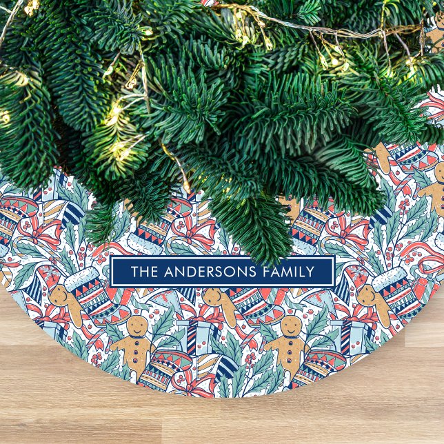 Personalized Hand Dwan Christmas Theme Pattern  Fleece Weihnachtsbaumdecke (Von Creator hochgeladen)