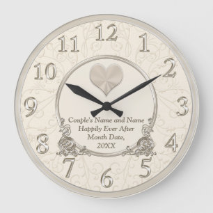 Personalized Happily Ever After Wedding Clocks Große Wanduhr