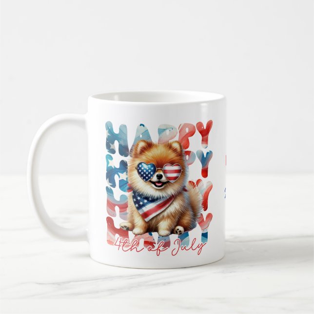 Personalized Happy 4th of July Pomeranian  Kaffeetasse (Links)