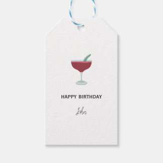 Personalized Happy Birthday Gift Tag with Cocktail Geschenkanhänger