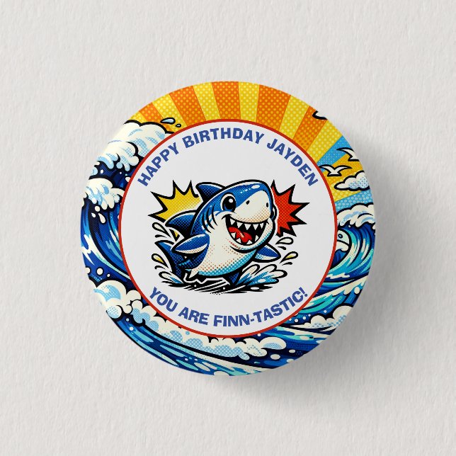 Personalized Happy Birthday Nautical Pop Art Button (Vorderseite)
