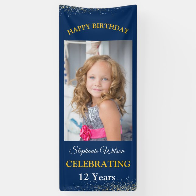 Personalized Happy Birthday Photo Celebration  Banner (Vertikal)