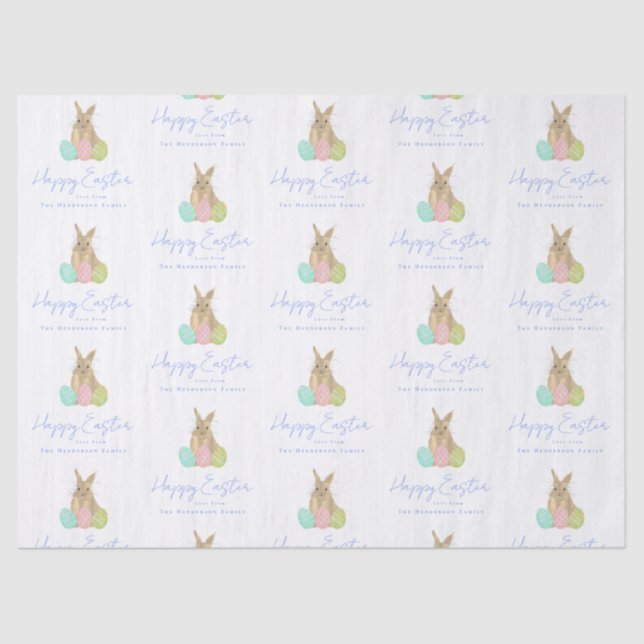 Personalized Happy Easter Cute Bunny Watercolor Seidenpapier (Vorderseite)