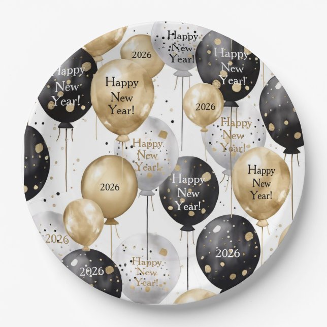 Personalized Happy New Year Party Pappteller (Vorderseite)