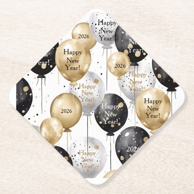 Personalized Happy New Year Party Untersetzer (Vorderseite)