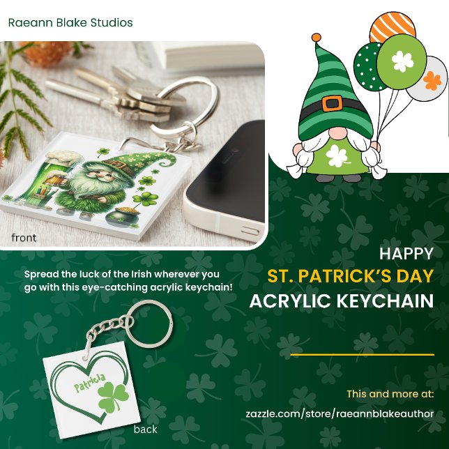 Personalized Happy St. Patrick's Day Acrylic  Schlüsselanhänger (Von Creator hochgeladen)