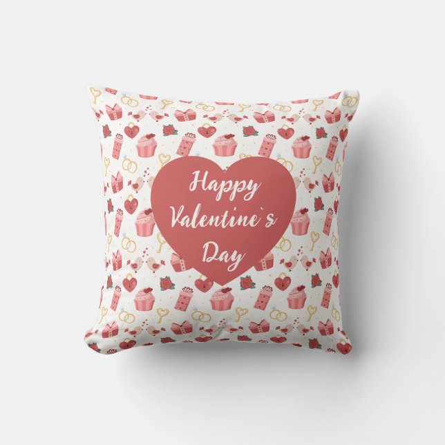 Personalized Happy Valentine’s Day Throw Pillow Kissen (Vorderseite)