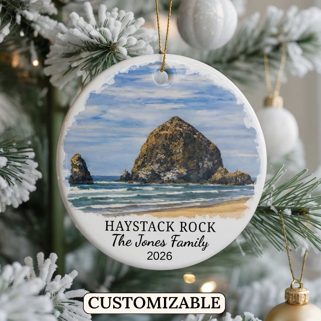 Personalized Haystack Rock Ornament, Custom Oregon Keramik Ornament (Von Creator hochgeladen)