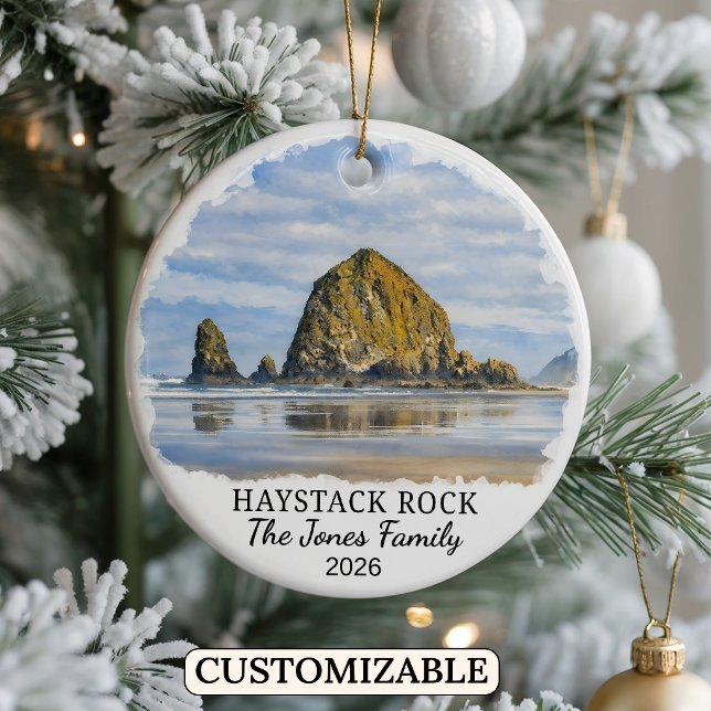 Personalized Haystack Rock Ornament, Custom Oregon Keramik Ornament (Von Creator hochgeladen)