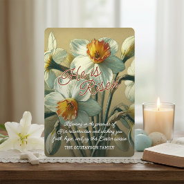 Personalized He Is Risen Daffodil Floral Card Feiertagskarte