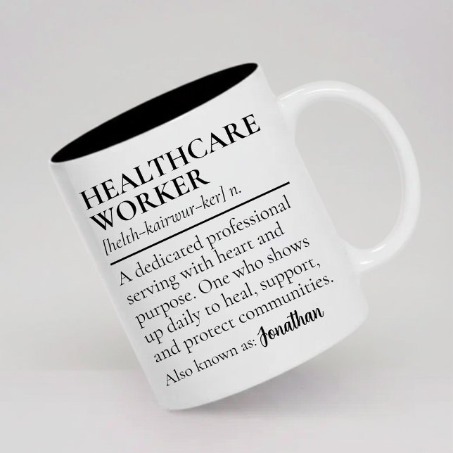 Personalized Healthcare Worker Mug Thank You Gift Zweifarbige Tasse (Personalized Healthcare Worker Mug Thank You Gift, Healthcare Worker Graduation Gift Definition Mug)