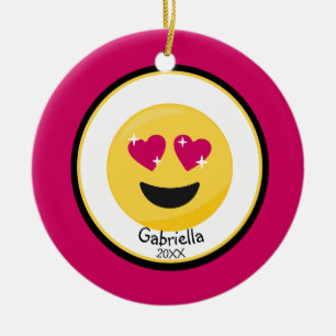 Personalized Hear Eyes Love Emoji Ornament