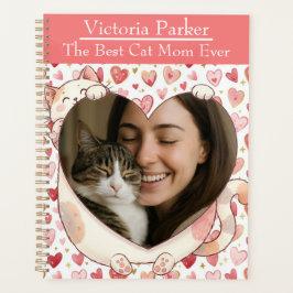 Personalized Heart Cat Hug Photo Planner Planer