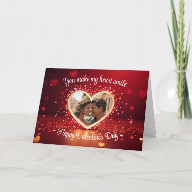 Personalized Heart Photo Frame Feiertagskarte (Vorderseite)