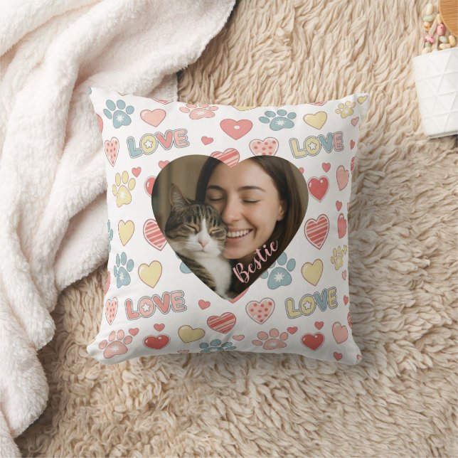 Personalized Heart Photo Pet & Owner Kissen (Decke)