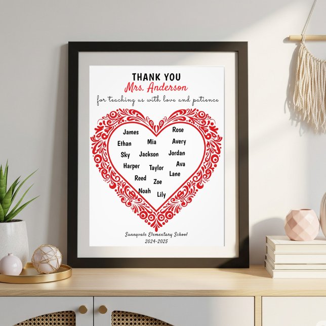 Personalized Heart Teacher Gift Poster (Von Creator hochgeladen)