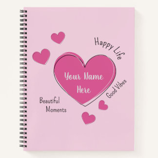 Personalized Hearts Spiral Notebook Sketchbook Notizbuch