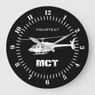 Personalized Helicopter Chopper Silhouette Große Wanduhr