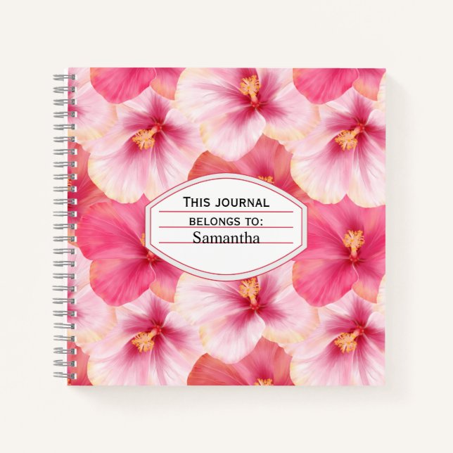 Personalized Hibiscus Floral Journal Notizbuch (Vorderseite)