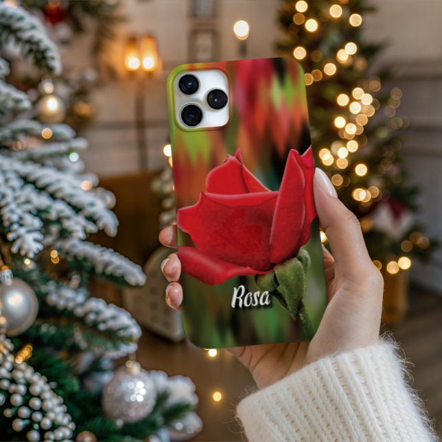 Personalized High-Poly Rose Bud Phone Case iPhone Hülle (Personalize Your Tech! Add a custom name to this artistic phone case. It's the perfect unique gift!)