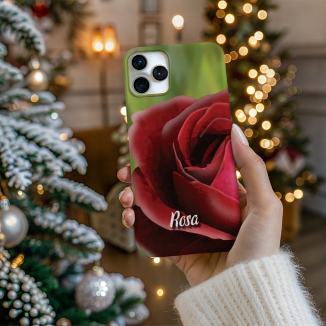 Personalized High-Poly Rose In Bloom Phone Case iPhone Hülle (Personalize Your Tech! Add a custom name to this artistic phone case. It's the perfect unique gift!)