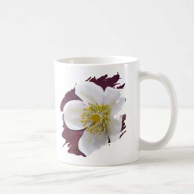 Personalized High-Poly Winter Rose Brushstroke Kaffeetasse (Rechts)