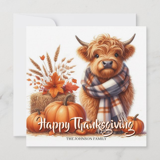 Personalized highland cows thanksgiving card  karte (Vorderseite)