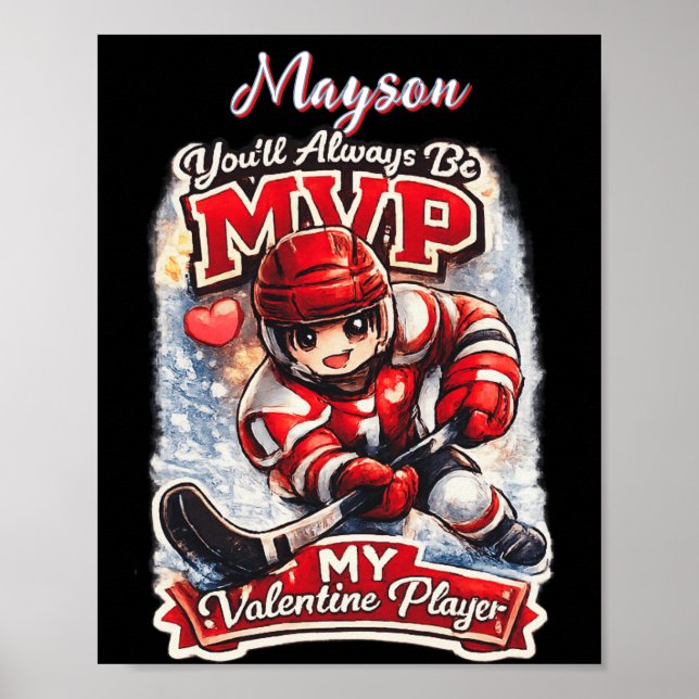 Personalized Hockey MVP My Valentine Player Poster (Vorne)