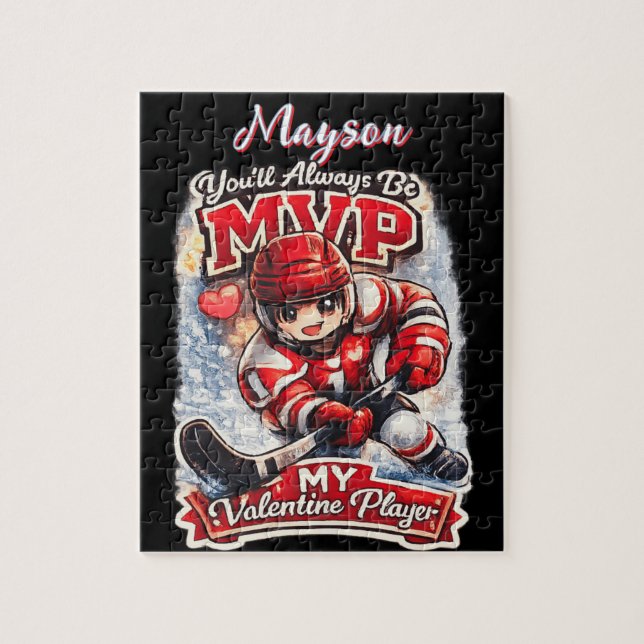 Personalized Hockey MVP My Valentine Player Puzzle (Vertikal)