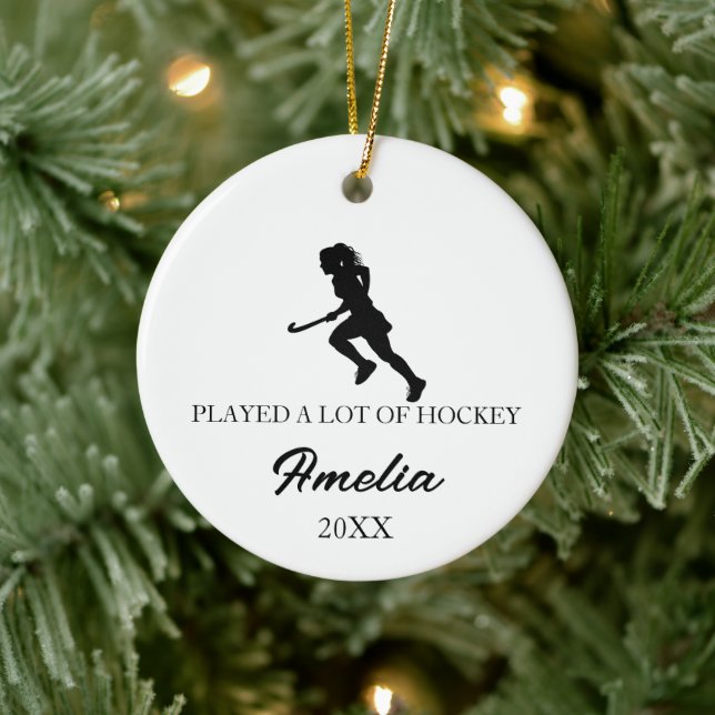 Personalized Hockey Ornament, Custom Sports  Keramik Ornament (Baum)