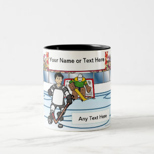 Personalized Hockey Player - Male Cartoon Zweifarbige Tasse