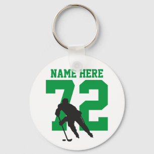 Personalized Hockey Player Name Number Green Schlüsselanhänger