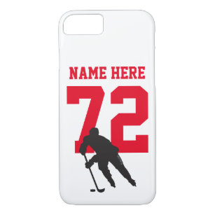 Personalized Hockey Player Name Number red black Case-Mate iPhone Hülle
