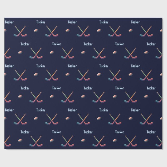 Personalized Hockey Wrapping Paper  Geschenkpapier (Flach)