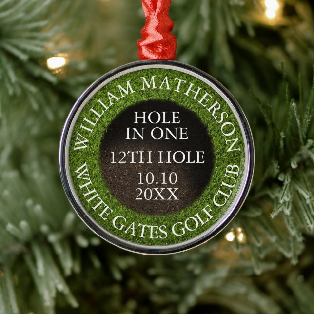 Personalized Hole in One Award Ornament Aus Metall (Baum)