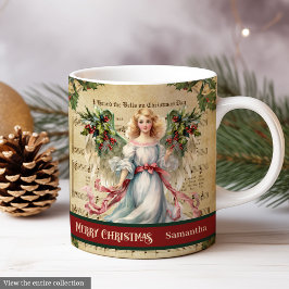 Personalized Holiday Mug Retro Angel Celebration Kaffeetasse